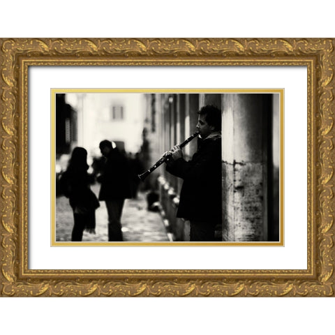 Rome Street Song Gold Ornate Wood Framed Art Print with Double Matting by Oncete, Julien