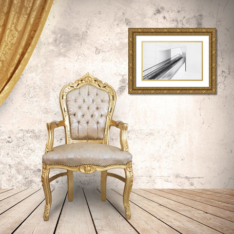 Escalator To The Unknown. Gold Ornate Wood Framed Art Print with Double Matting by Van Son, Greetje