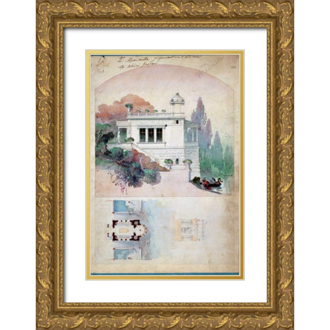 Billiard Room Gold Ornate Wood Framed Art Print with Double Matting by Chancel, Adrien