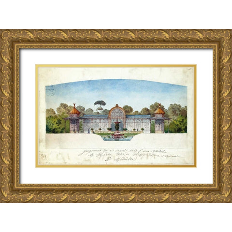 Aviary Gold Ornate Wood Framed Art Print with Double Matting by Hedin, Andre-Arthur