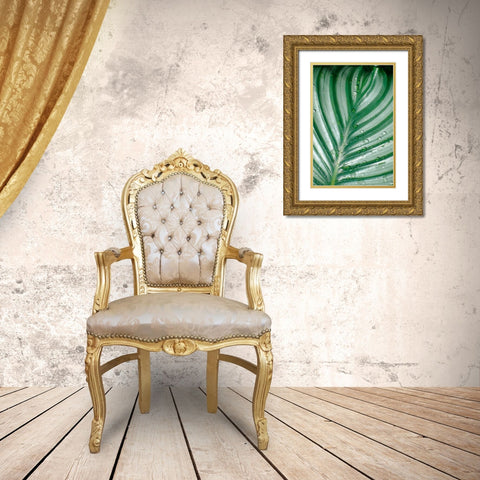Tropical Leaf Gold Ornate Wood Framed Art Print with Double Matting by Blue, Cyril