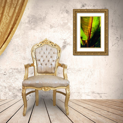 Palm Frond Gold Ornate Wood Framed Art Print with Double Matting by Blue, Cyril