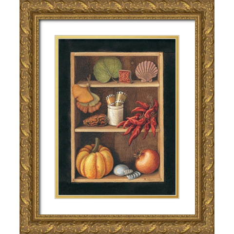 Objects on Shelves, Spanish style Gold Ornate Wood Framed Art Print with Double Matting by Baron, Jenny