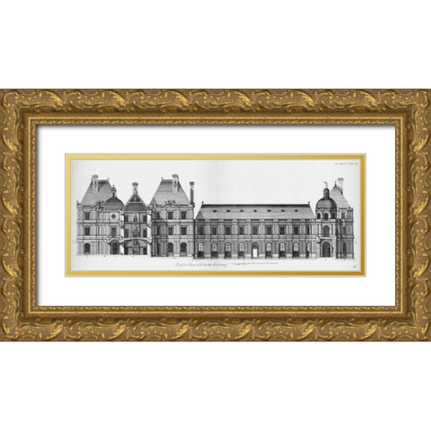 Palais du Luxembourg, Elevation and Section Gold Ornate Wood Framed Art Print with Double Matting by Blondel, Jacques Francois