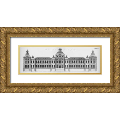 Louvre, Elevation of the Principal Facade Gold Ornate Wood Framed Art Print with Double Matting by Blondel, Jacques Francois