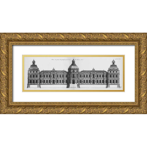 Louvre, Elevation of the Principal Facade Gold Ornate Wood Framed Art Print with Double Matting by Blondel, Jacques Francois