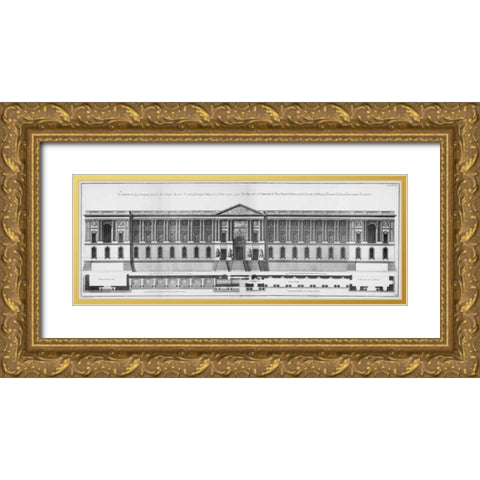 Louvre, Principal Facade Gold Ornate Wood Framed Art Print with Double Matting by Blondel, Jacques Francois