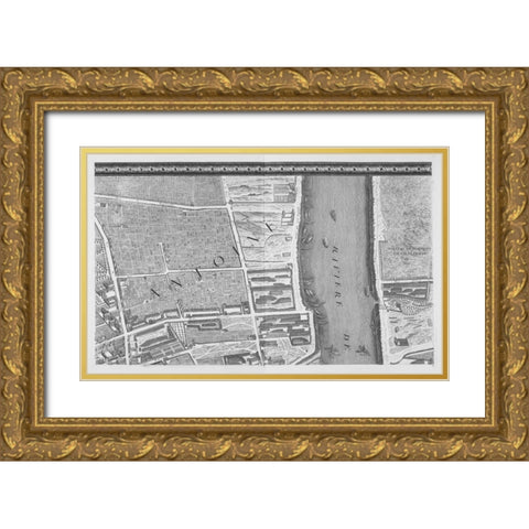 Paris 1739 Sectional map Gold Ornate Wood Framed Art Print with Double Matting by Turgot, Michel-Etienne