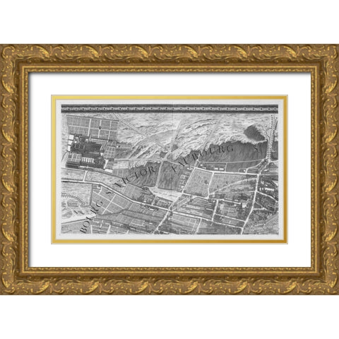 Paris 1739 Sectional map Gold Ornate Wood Framed Art Print with Double Matting by Turgot, Michel-Etienne