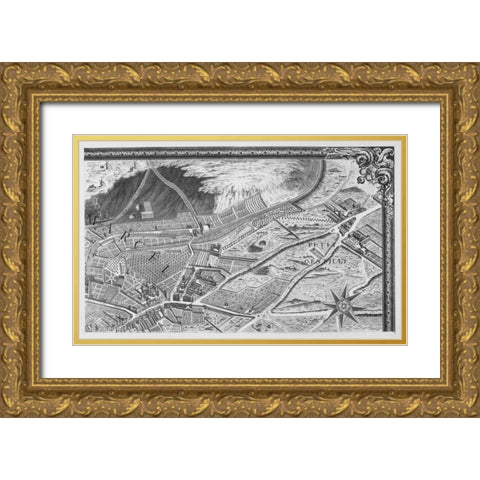 Paris 1739 Sectional map Gold Ornate Wood Framed Art Print with Double Matting by Turgot, Michel-Etienne