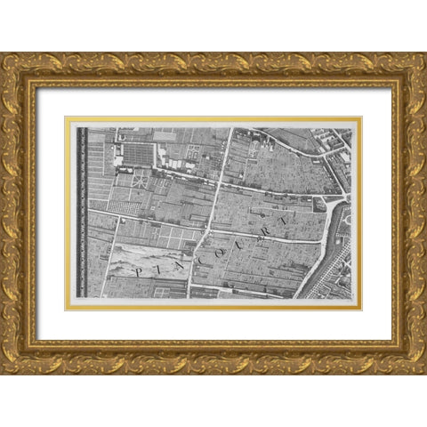 Paris 1739 Sectional map Gold Ornate Wood Framed Art Print with Double Matting by Turgot, Michel-Etienne