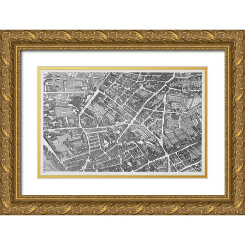 Paris 1739 Sectional map Gold Ornate Wood Framed Art Print with Double Matting by Turgot, Michel-Etienne