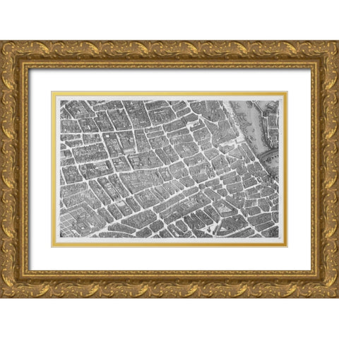 Paris 1739 Sectional map Gold Ornate Wood Framed Art Print with Double Matting by Turgot, Michel-Etienne