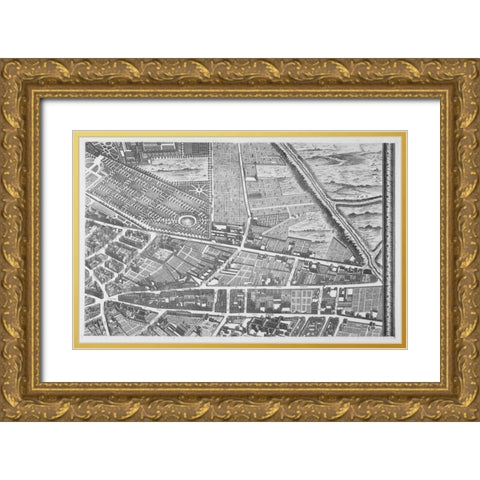 Paris 1739 Sectional map Gold Ornate Wood Framed Art Print with Double Matting by Turgot, Michel-Etienne