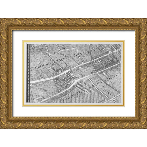 Paris 1739 Sectional map Gold Ornate Wood Framed Art Print with Double Matting by Turgot, Michel-Etienne