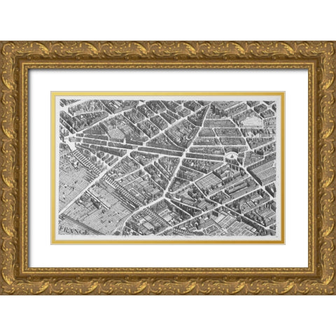 Paris 1739 Sectional map Gold Ornate Wood Framed Art Print with Double Matting by Turgot, Michel-Etienne