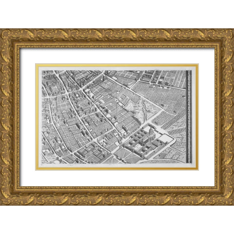Paris 1739 Sectional map Gold Ornate Wood Framed Art Print with Double Matting by Turgot, Michel-Etienne