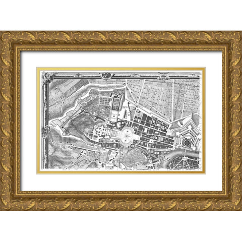 Rome Sectional Map Gold Ornate Wood Framed Art Print with Double Matting by Nolli, Giovanni Battista