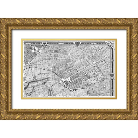 Rome Sectional Map Gold Ornate Wood Framed Art Print with Double Matting by Nolli, Giovanni Battista