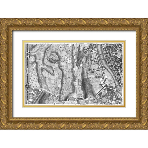 Rome Sectional Map Gold Ornate Wood Framed Art Print with Double Matting by Nolli, Giovanni Battista