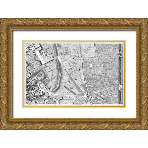 Rome Sectional Map Gold Ornate Wood Framed Art Print with Double Matting by Nolli, Giovanni Battista