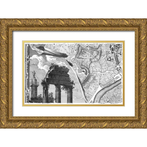 Rome Sectional Map Gold Ornate Wood Framed Art Print with Double Matting by Nolli, Giovanni Battista