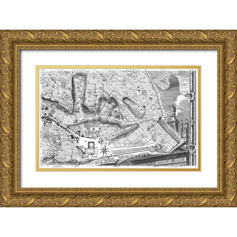 Rome Sectional Map Gold Ornate Wood Framed Art Print with Double Matting by Nolli, Giovanni Battista