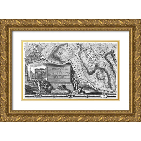 Rome Sectional Map Gold Ornate Wood Framed Art Print with Double Matting by Nolli, Giovanni Battista