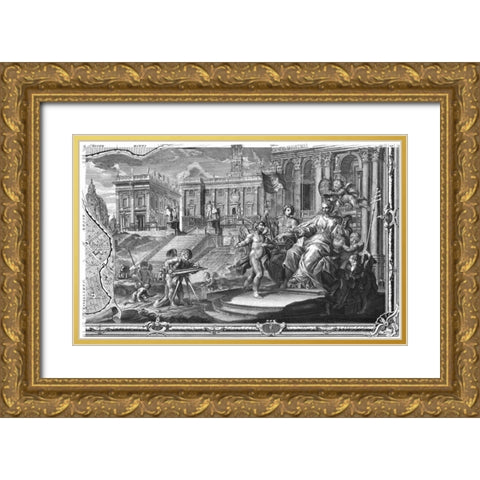 Rome Sectional Map Gold Ornate Wood Framed Art Print with Double Matting by Nolli, Giovanni Battista