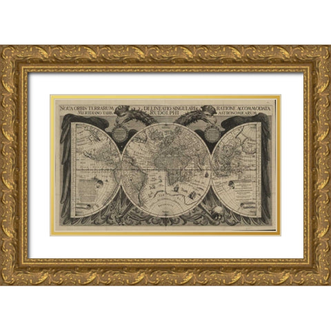 Nova orbis terrarum, 1630 Gold Ornate Wood Framed Art Print with Double Matting by Echebrecht, Philipp