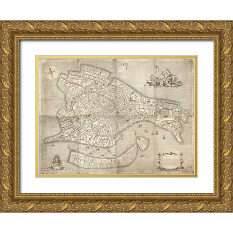 Pictorial representation of Venice Gold Ornate Wood Framed Art Print with Double Matting by Lodovghi, Ludovico