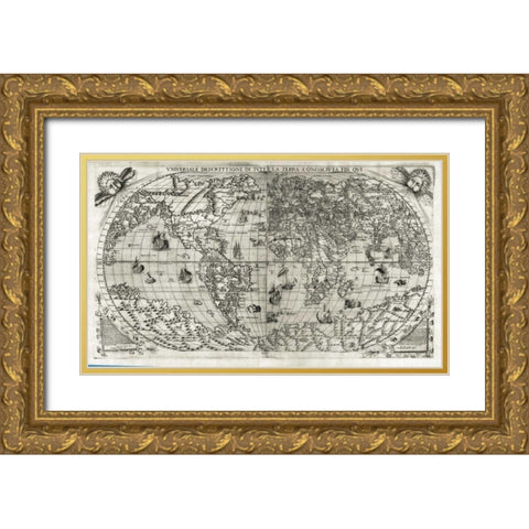 Universale Desrcittione di tutta le Terra Gold Ornate Wood Framed Art Print with Double Matting by Paolo Forlani