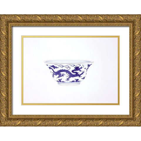Dragon Bowl Gold Ornate Wood Framed Art Print with Double Matting by Anderton, Caroline