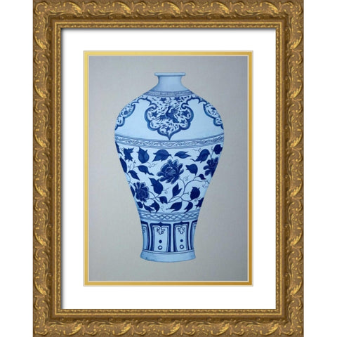 Ming, Passion Flower Vase Gold Ornate Wood Framed Art Print with Double Matting by Anderton, Caroline