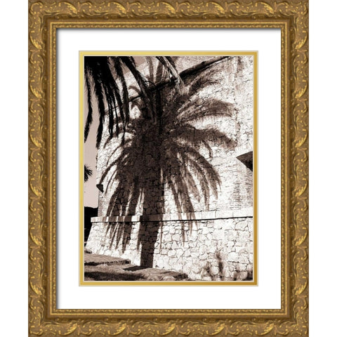 Palm Shadow, Antibes Gold Ornate Wood Framed Art Print with Double Matting by Blue, Cyril