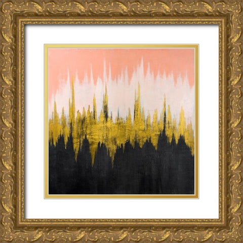 ABSTRACT ZIGZAG Gold Ornate Wood Framed Art Print with Double Matting by Atelier B Art Studio