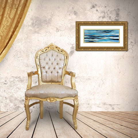 BLUE SWEEP Gold Ornate Wood Framed Art Print with Double Matting by Atelier B Art Studio
