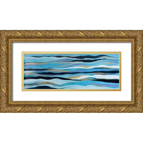 BLUE SWEEP Gold Ornate Wood Framed Art Print with Double Matting by Atelier B Art Studio