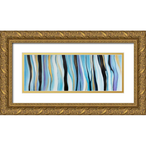 BLUE MOOD Gold Ornate Wood Framed Art Print with Double Matting by Atelier B Art Studio