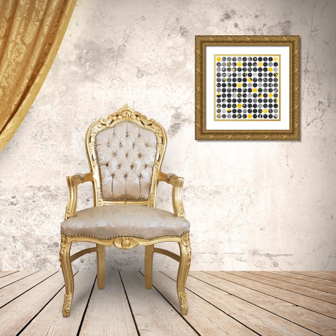 Abstract Circles Gold Ornate Wood Framed Art Print with Double Matting by Atelier B Art Studio