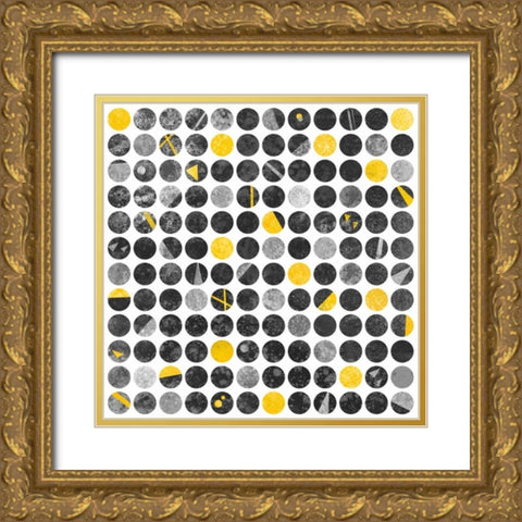 Abstract Circles Gold Ornate Wood Framed Art Print with Double Matting by Atelier B Art Studio