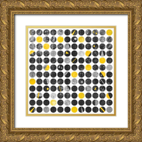 Circles Grunge Gold Ornate Wood Framed Art Print with Double Matting by Atelier B Art Studio