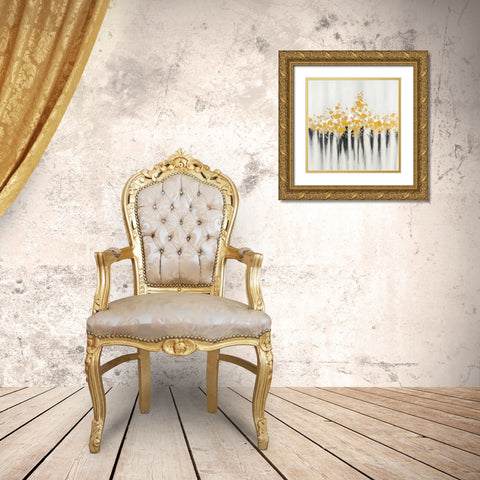 Flowers Gold Abstract Gold Ornate Wood Framed Art Print with Double Matting by Atelier B Art Studio