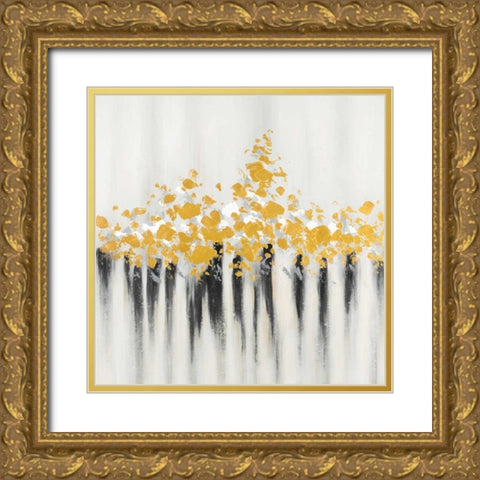 Flowers Gold Abstract Gold Ornate Wood Framed Art Print with Double Matting by Atelier B Art Studio