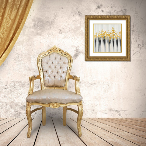 Flowers Gold Abstract Gold Ornate Wood Framed Art Print with Double Matting by Atelier B Art Studio
