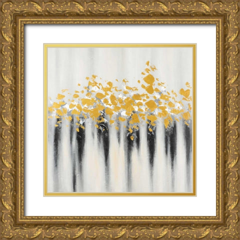 Flowers Gold Abstract Gold Ornate Wood Framed Art Print with Double Matting by Atelier B Art Studio