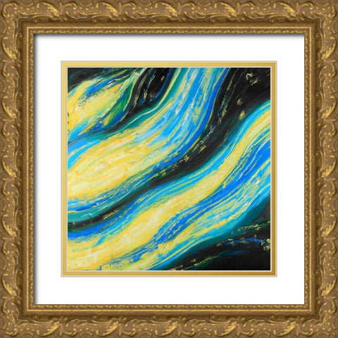 Liquid Magic Wave Gold Ornate Wood Framed Art Print with Double Matting by Atelier B Art Studio