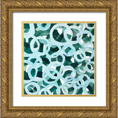 ABSTRACT CIRCLES Gold Ornate Wood Framed Art Print with Double Matting by Atelier B Art Studio