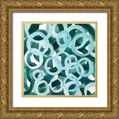ABSTRACT RINGS Gold Ornate Wood Framed Art Print with Double Matting by Atelier B Art Studio
