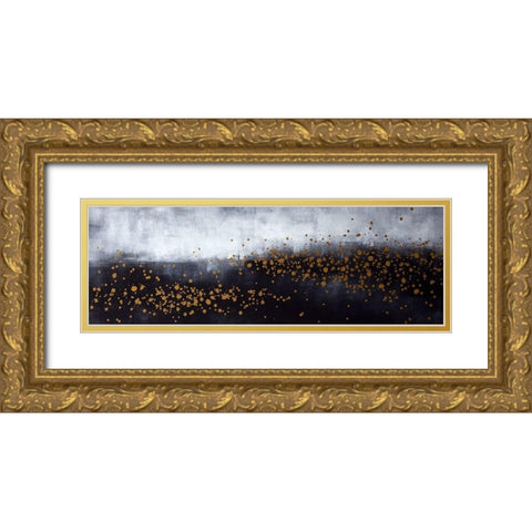 TWO SHADES OF GRAY WITH GOLD DOTS Gold Ornate Wood Framed Art Print with Double Matting by Atelier B Art Studio